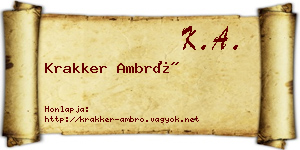 Krakker Ambró névjegykártya